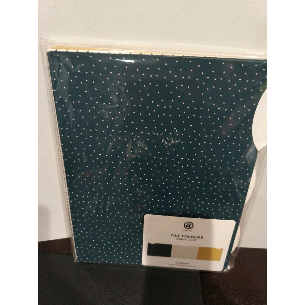 Pack Of 12 File Folders CASUAL Chic NEW 11.5x9.5 Inch 3 Tab Fits 8.5 X11 Paper